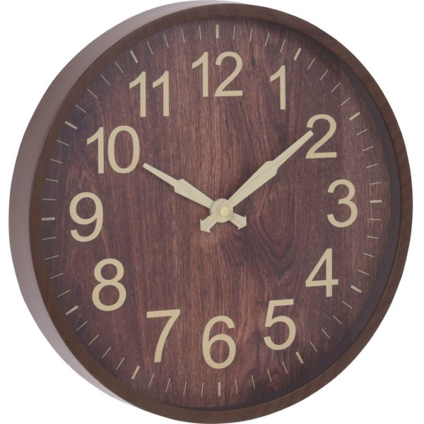 Wandklok - Donkerbruin - Houtlook - 30cm