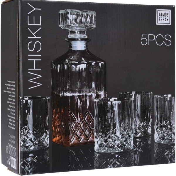 Whiskeyset - karaf met 4 glazen - budgetline