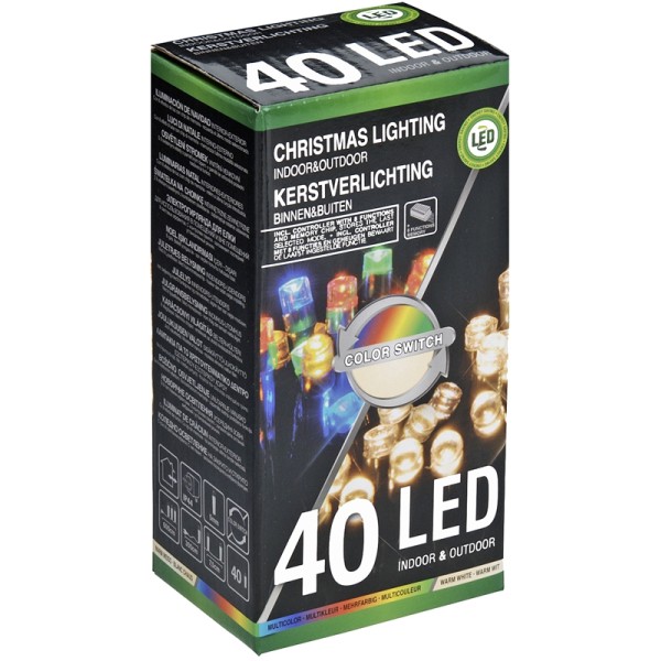 Verlichting 40 LED's Color Switch warmwit - multicolor