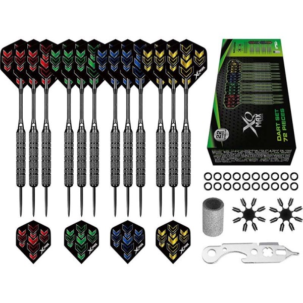 XQ Max Dartset - 12x 22 gram Steeltip - 72pcs