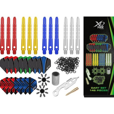 XQ Max Dartset - 146pcs - Shafts - Flights - O-ringen - Dartslijper - Flightsbeschermers - Tools