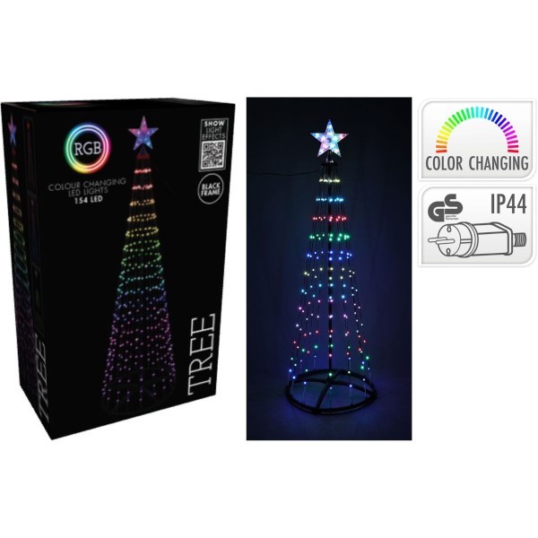 Kerstboom - Vlaggenmast - RGB Licht - 150cm - 154 LED - incl. Frame - Colour Changing