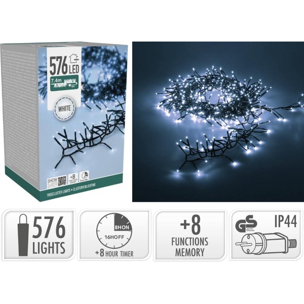 Treecluster Kerstboomverlichting - 576led - Wit
