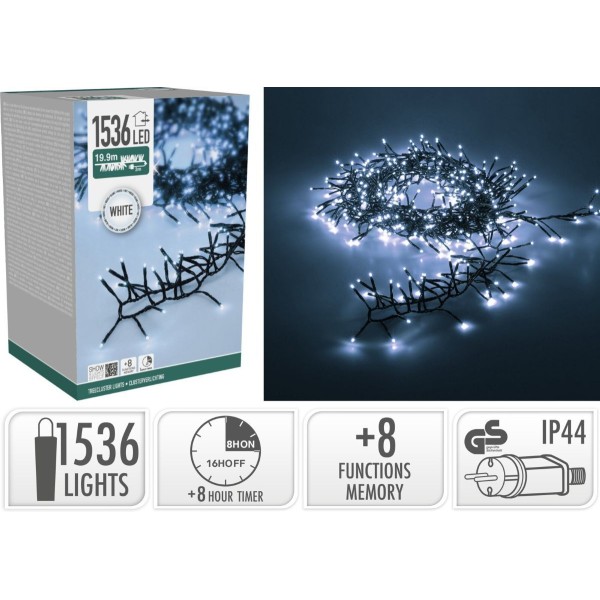 Treecluster Kerstboomverlichting - 1536led - Wit