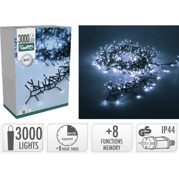 Treecluster Kerstboomverlichting - 3000led - Wit