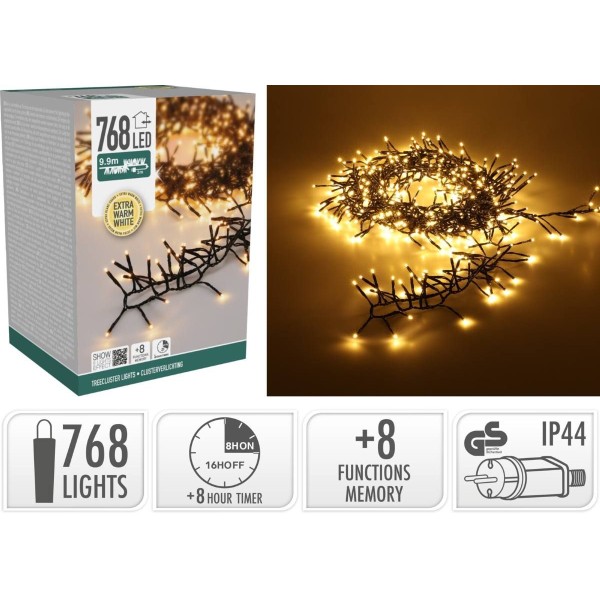 Treecluster Kerstboomverlichting - 768led - extra warm wit