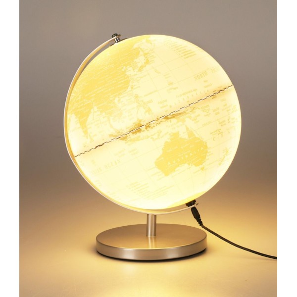 Wereldbol met Licht - USB - 31cm - Wit