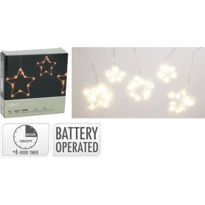 Lichtgordijn - Kerststerren - 120cm - op batterijen