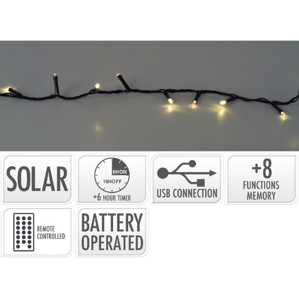 Solar Led Verlichting - 10.5 meter - 240 led - USB oplaadbaar - Afstandsbediening