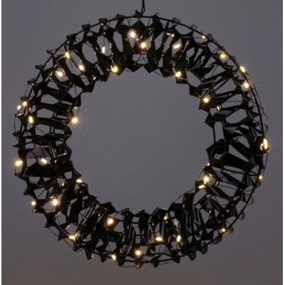 Verlichte Krans - Zwart - 30 cm - 50 led 