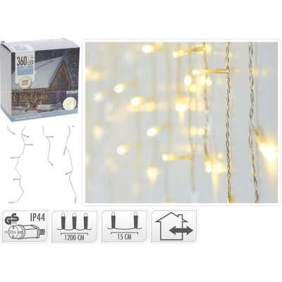 IJspegel verlichting 360 LED - warm wit - transparant snoer