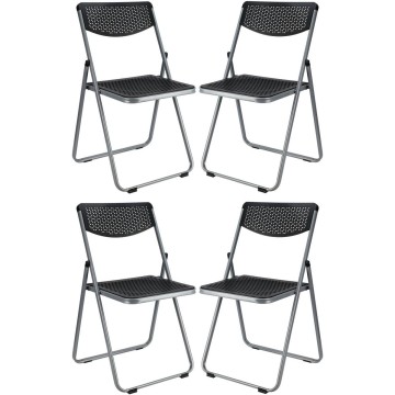 4 Delige Klapstoelenset – Zwart