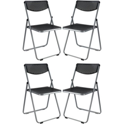 4 Delige Klapstoelenset – Zwart