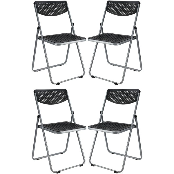 4 Delige Klapstoelenset – Zwart