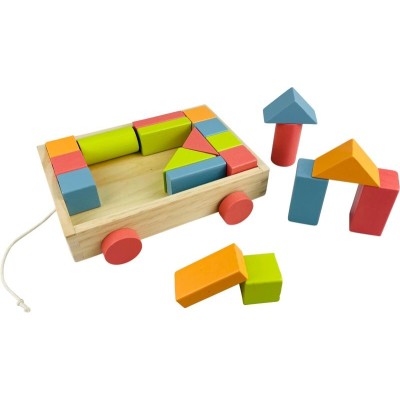 Houten Blokkenkar met 20 Blokken 