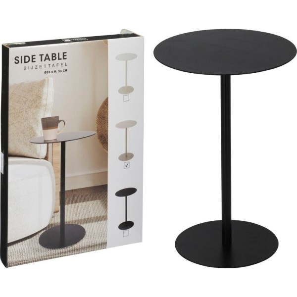 Bijzettafel - Rond - Zwart - 35x53 cm