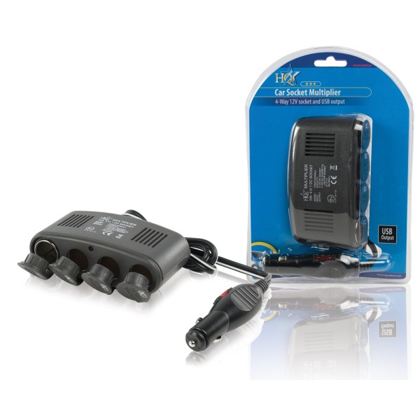 4-weg autoverdeeladapter 12 V + USB 