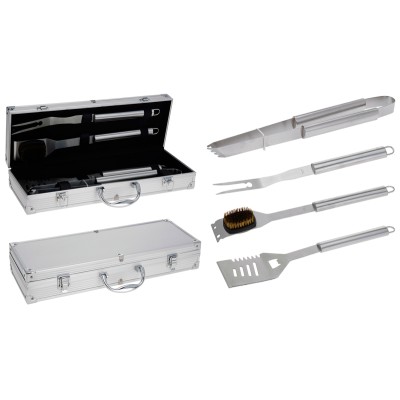 BBQ  Barbecue gereedschapset (4 dlg) in koffer
