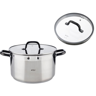 San Ignacio RVS kookpan met glazen deksel, Ø24x10.5cm, 4 liter - serie Vita