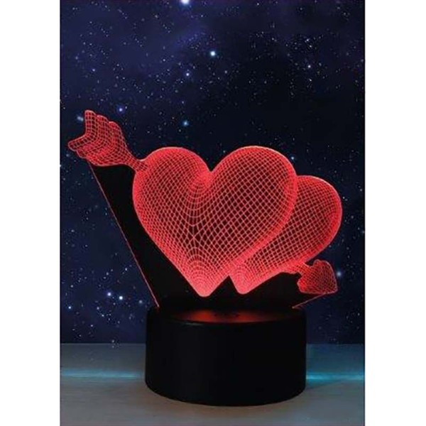 3D Illusie Lamp - LED - 7 verschillende kleuren - 15cm - Hart