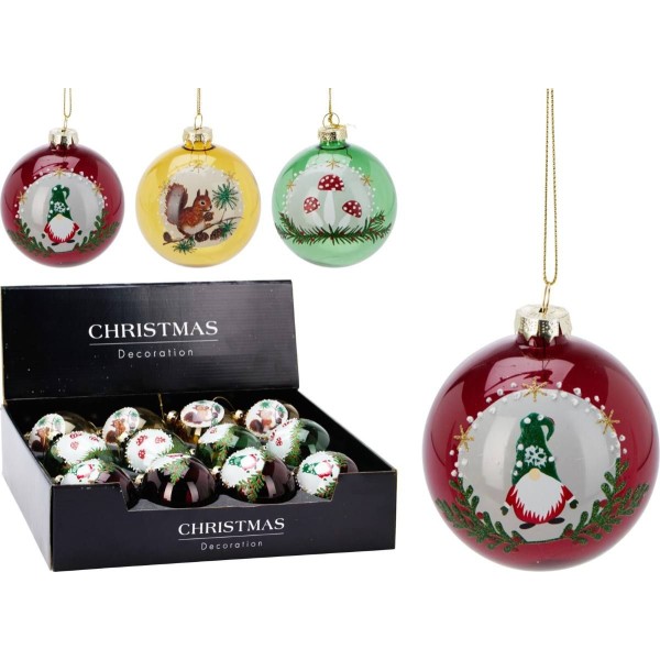 12x Glazen Kerstbal - Traditional - 8cm