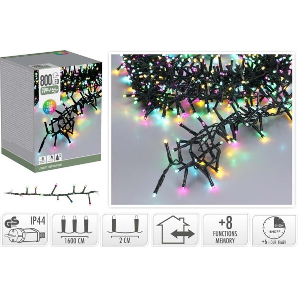 Microcluster - 16 Meter - 800 led - Soft Multi Colour - Kerst - Festival