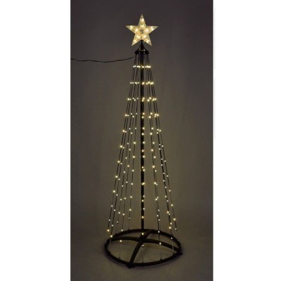 Kerstboom - Vlaggenmast - 210cm - 370 LED - Zwart Frame - Warm Wit