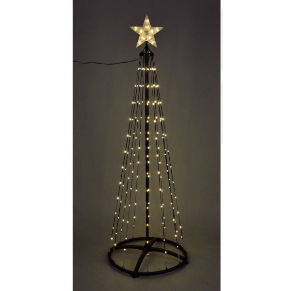 Kerstboom - Vlaggenmast - 210cm - 370 LED - Zwart Frame - Warm Wit
