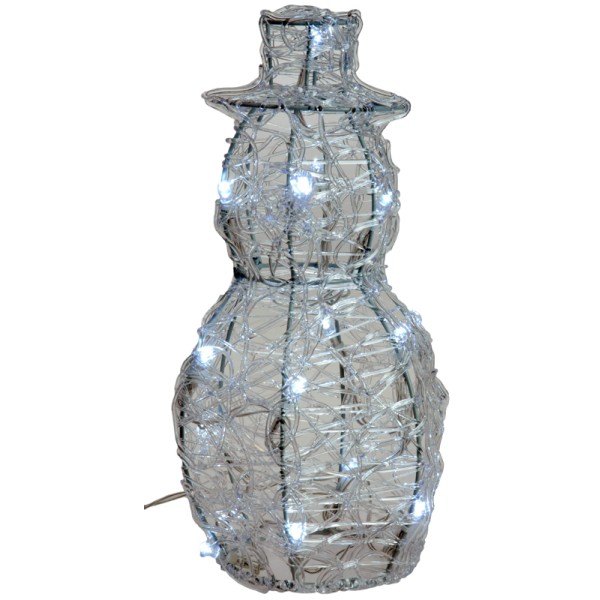 Acryl sneeuwman met 16 LED's 25cm