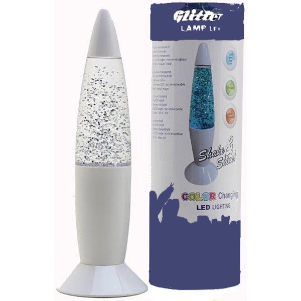 Shake & Shine glitterlamp 15cm wit