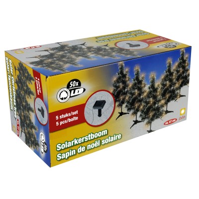 5 solar kerstbomen van 47 cm hoog