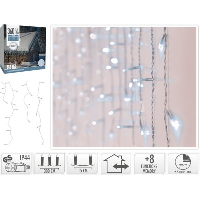 IJspegel verlichting - 360 LED - Wit - Transparant Snoer - Timer - Lichtfuncties - Geheugen