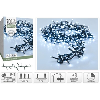 Microcluster - 700 led - 14m - Wit - Timer - Lichtfuncties - Geheugen - Buiten
