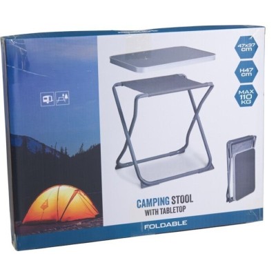 Vouwkruk met tafelblad compacte 2-in-1 campingstoel en bijzettafel