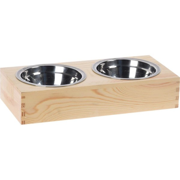 Dierenvoerbak - voerbak + waterbak - hout
