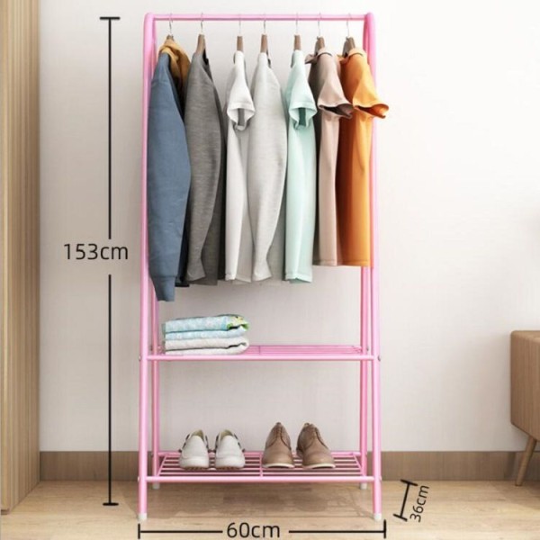 Ceruzo Kledingrek met Schoenenrek - metaal - pink - 152 cm hoog - 60 cm breed