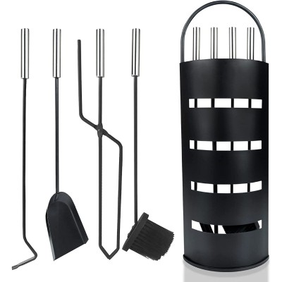 Ceruzo Openhaardset RVS zwart - 5 delig