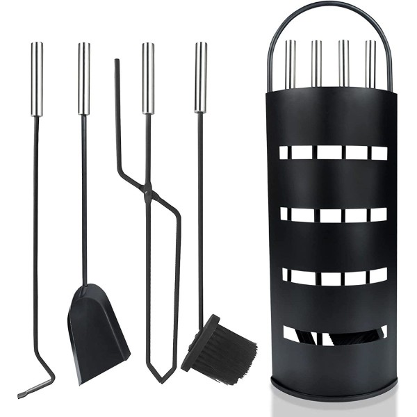 Ceruzo Openhaardset RVS zwart - 5 delig