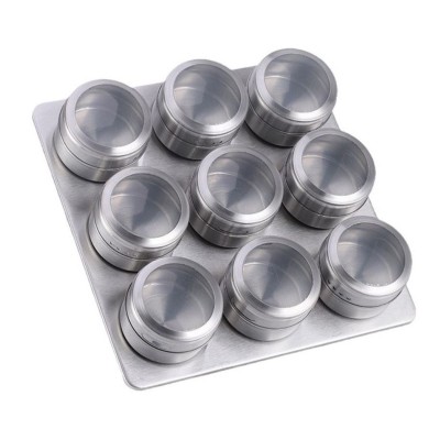 Ceruzo Kruidenrek Magnetisch - 9 RVS Kruidenpotjes
