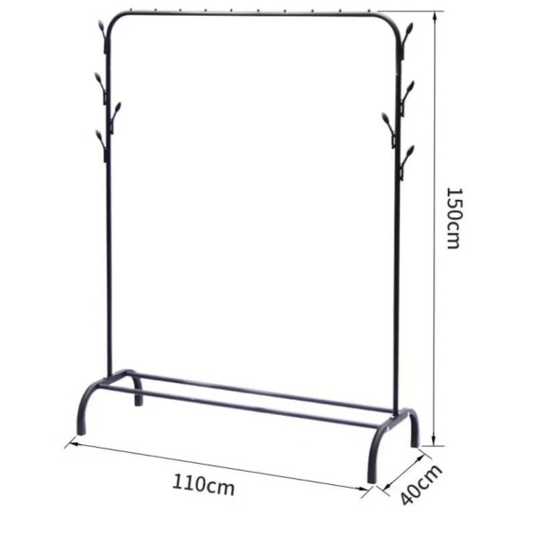 Ceruzo Garderoberek - 110x40x150 cm - Metaal - Zwart
