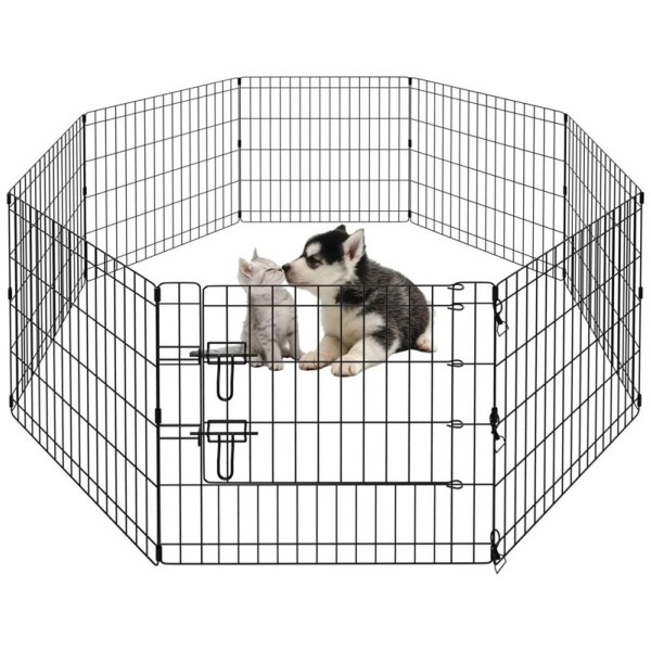 Ceruzo Puppyren - Opvouwbaar - met Deur - 8 Panelen 60x60 cm - 480 cm omtrek