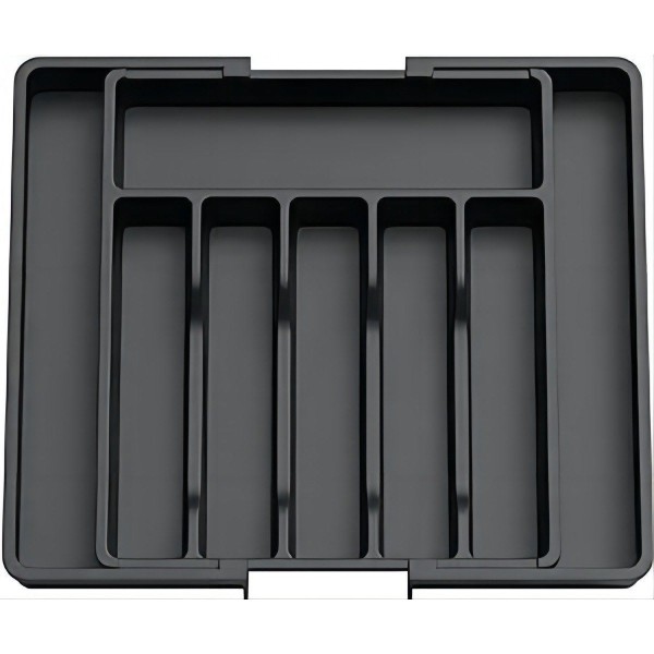 Verstelbare Bestekbak - Uitschuifbaar naar 8 Vaks - 33-57 x 38 x 5.5 cm - Zwart