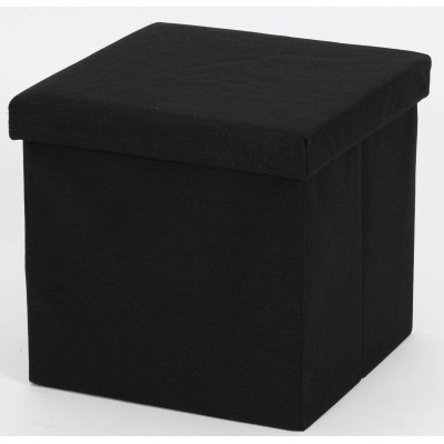 Ceruzo Poef - Zwart - 38x38x38 cm - Opvouwbaar - Hocker met Opbergruimte