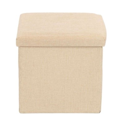 Ceruzo Poef - Beige - 38x38x38 cm - Opvouwbaar - Hocker met Opbergruimte