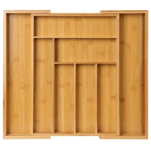 Ceruzo Bestekbak Hout Uitschuifbaar - 33-52 x 43 x 5 cm - Naturel