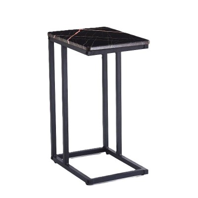 Ceruzo Bijzettafel - Banktafeltje - Metaal en MDF - Zwart-Pink Marble