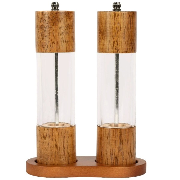 Ceruzo Pepermolen en Zoutmolen set - 21cm - Instelbare Maalgraad - Eikenhout