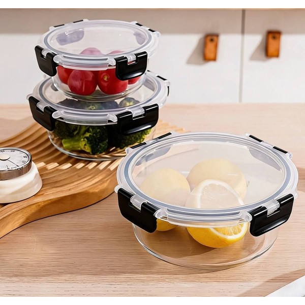 Ceruzo Meal Prep Bakjes - 3 stuks Vershoudbakjes - Glas
