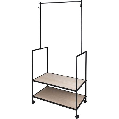 Kledingrek met 2 Planken - Verrijdbaar - 84 x 42.5 x 176 