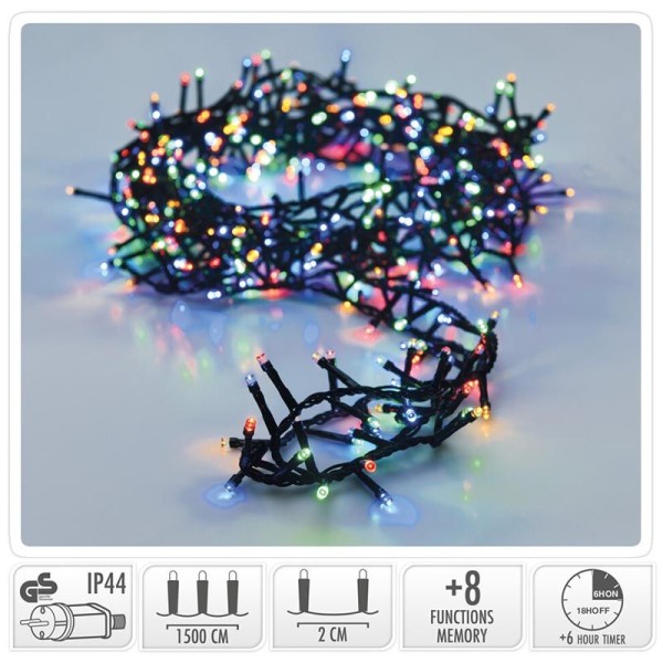 Micro Cluster met Haspel 15 meter - met timer - multicolor